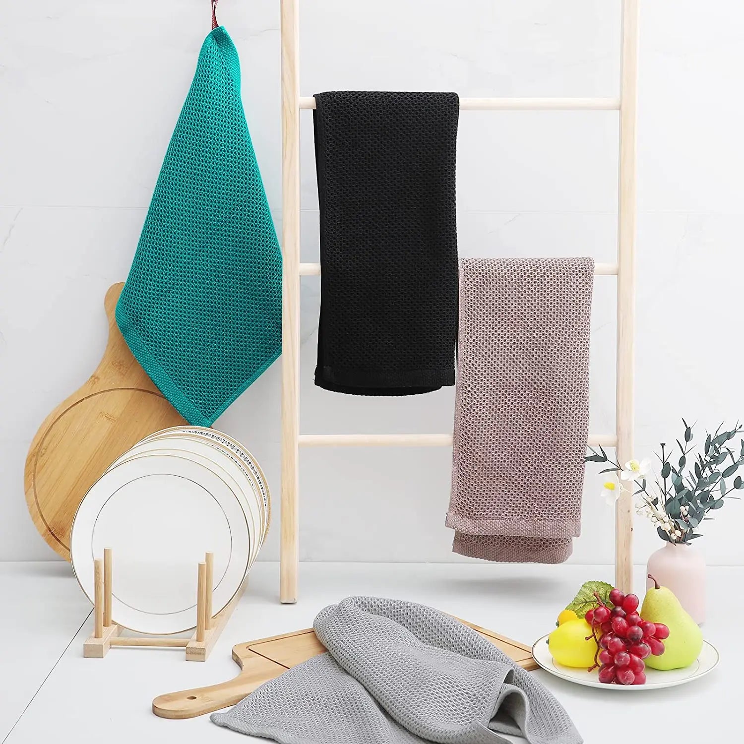 Reines Baumwoll-Küchentuchset – Waffelstruktur – 30x30cm