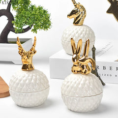 Keramik-Aufbewahrung – Eleganter Goldakzent – Klein & Rund