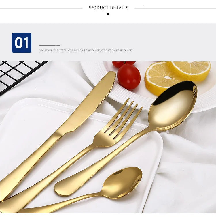 Luxus Besteckset – Gold Edelstahl – 5-teilig