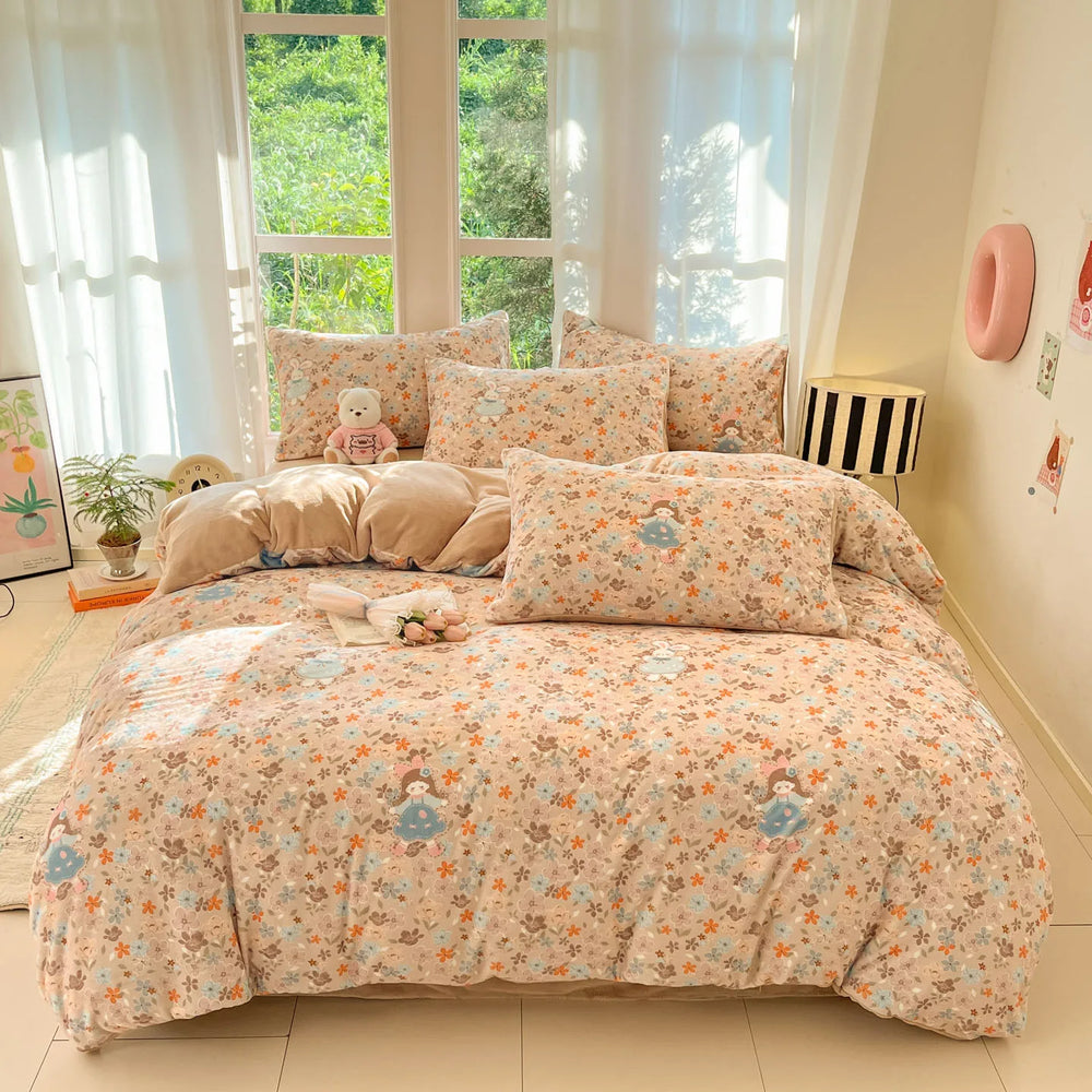 Mehrfarbiger Fleece-Bettbezug aus Polyester im modernen Stil, 200x230cm