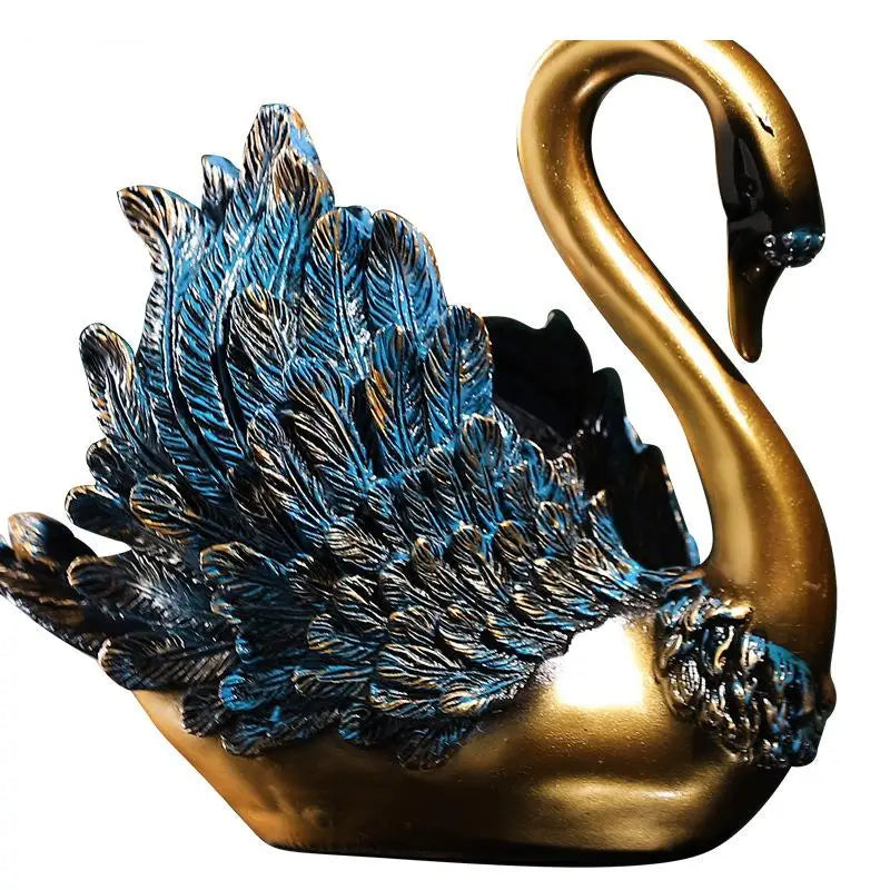 Blaue Feder Schwan Figur – Moderne Resin Tier Tischdeko