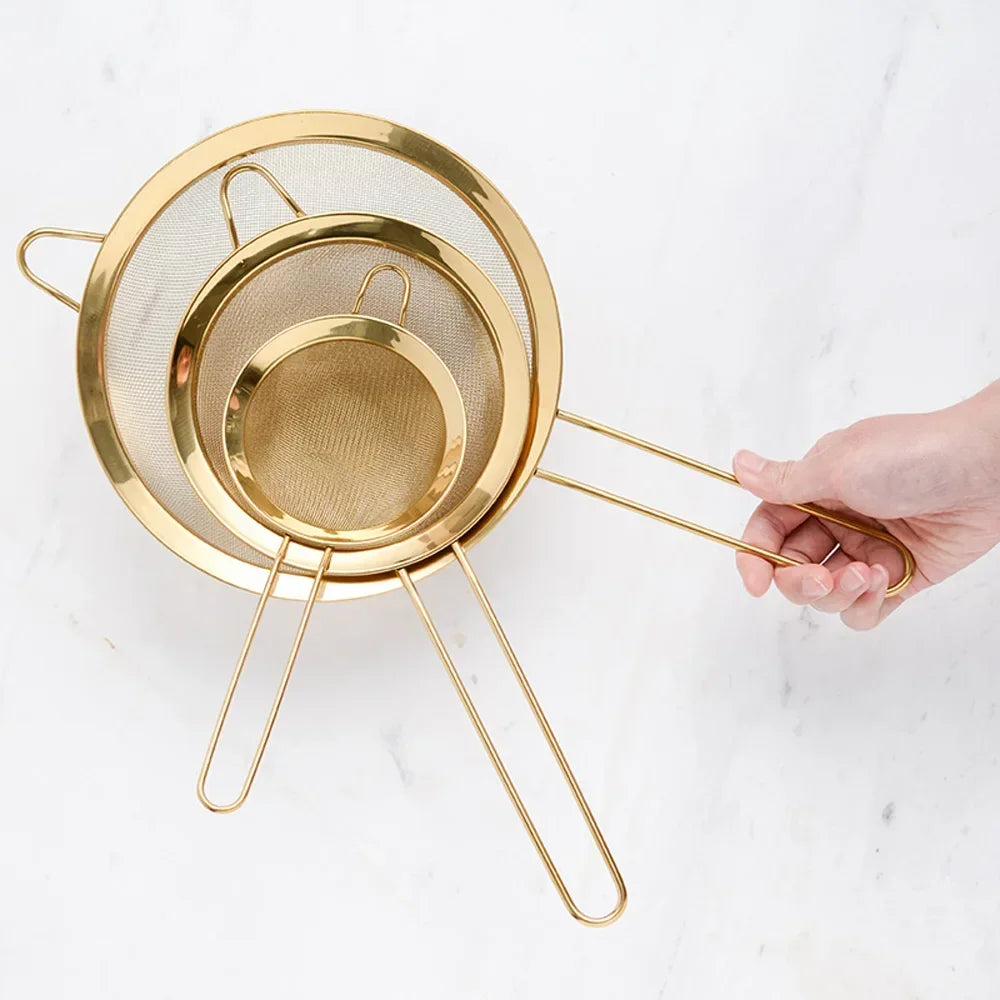 Feines Sieb - Edelstahl Design - Gold