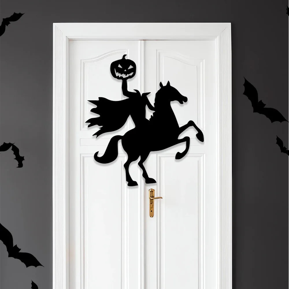 Halloween-Aufkleber – Filzskelett & Kürbis – Türdeko