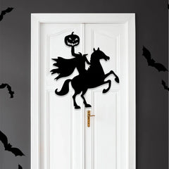 Halloween-Aufkleber – Filzskelett & Kürbis – Türdeko