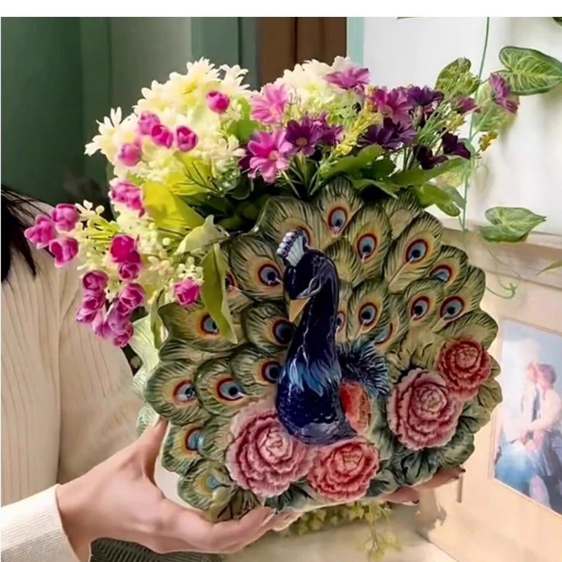 Keramikvase – Pastoral Handbemalt Pfingstrose – 28x14x23cm