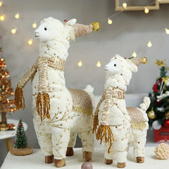 Niedliches 45cm mittleres Alpaka Weihnachtsfigur aus Textil in Weiss