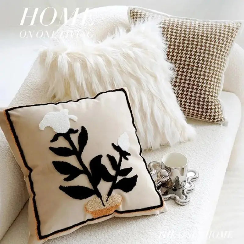 Nordisch bestickter Kissenbezug, Polyester-Baumwolle, Farbe: Verschieden, Grösse: 45x45cm