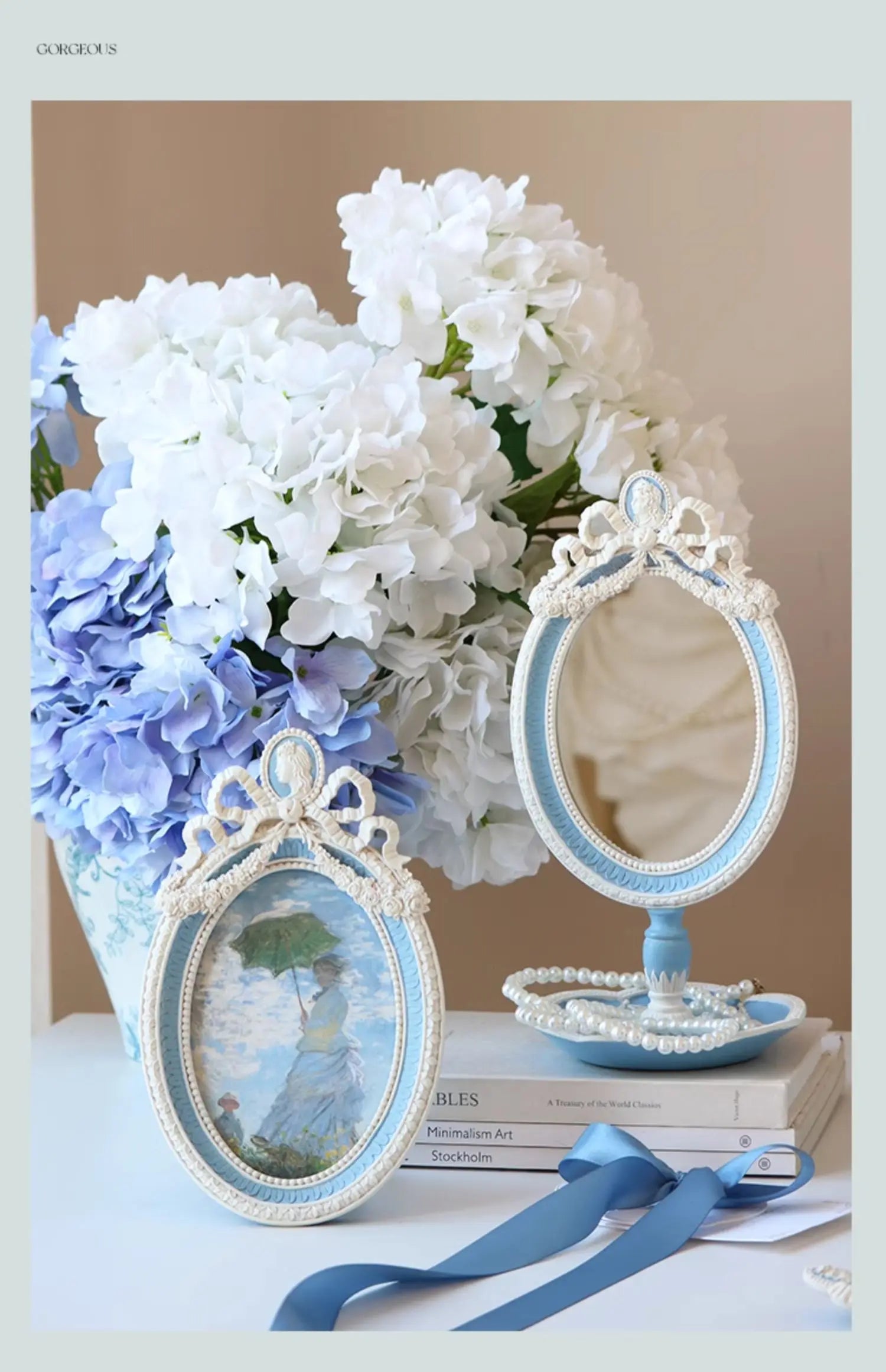 Schminkspiegel – Französisches Rokoko – 9x12cm Rund