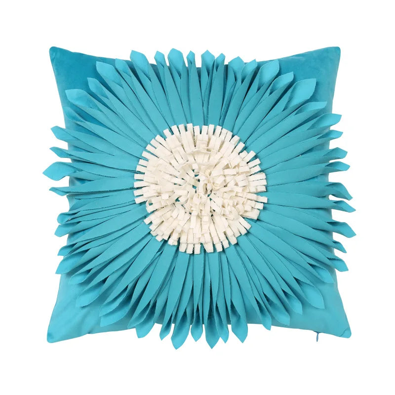 Florales Kissenbezug aus Samt – Handgemachtes 3D Design – Sofa/Bett