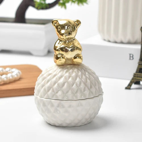 Keramik-Aufbewahrung – Eleganter Goldakzent – Klein & Rund