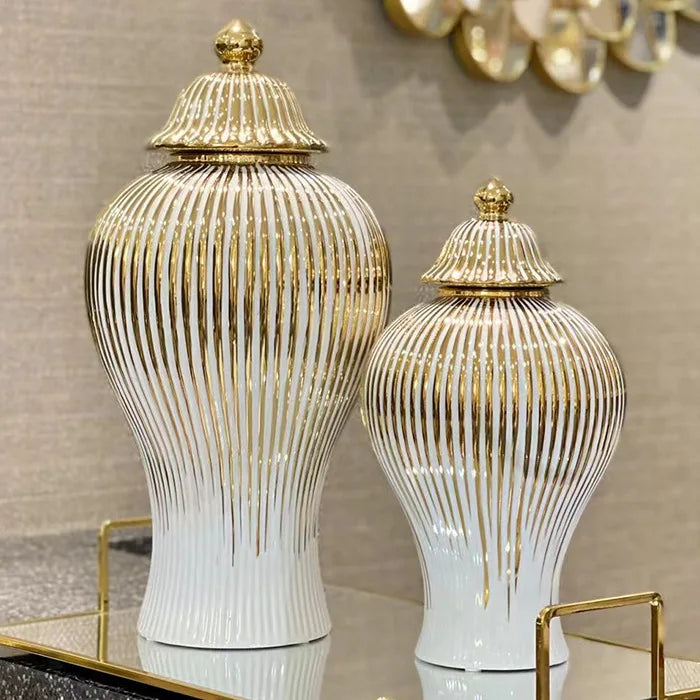 Keramik Ginger Jar – Goldstreifen Design 18x36cm