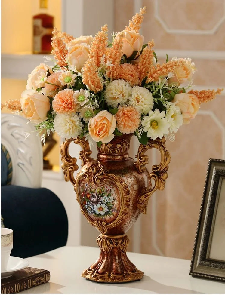 Luxus Vase aus weissem Harz im europäisch-amerikanischen Stil 30CM x 25CM