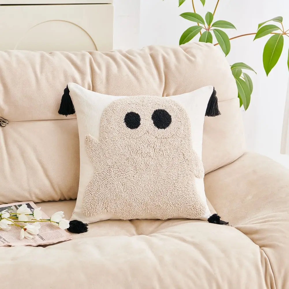 Halloween Kissenbezug – Besticktes Geisterdesign – 45x45cm