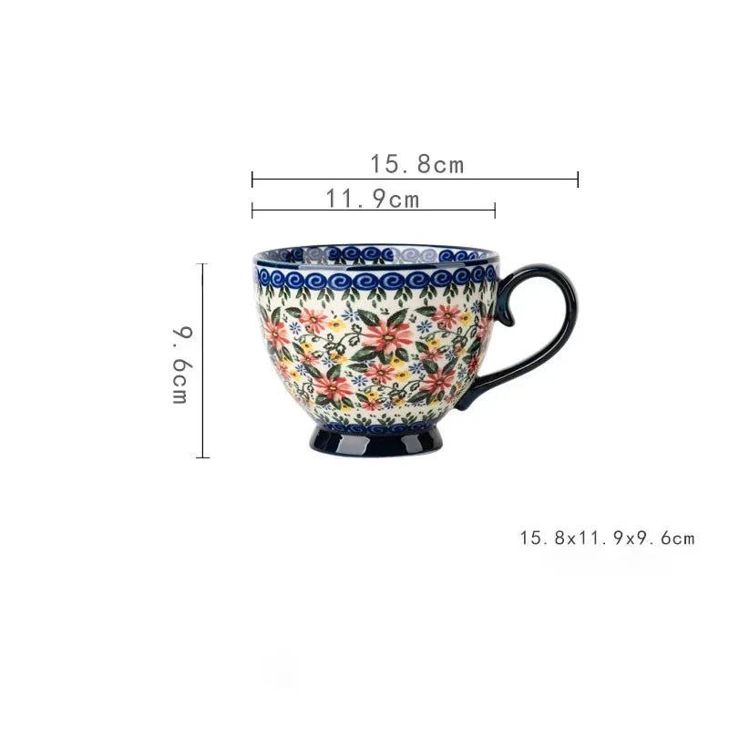 Kreative Porzellan Tassen – Bohemia Stil für Zuhause, 500ml