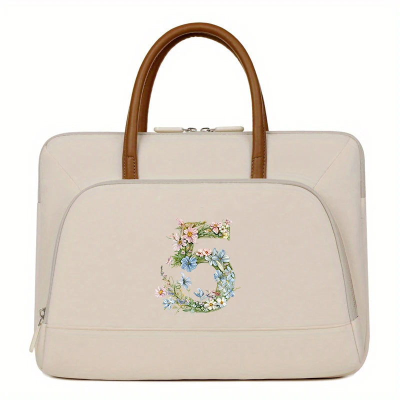 Laptop-Aktentasche - Florales Polyester - Grosses Volumen