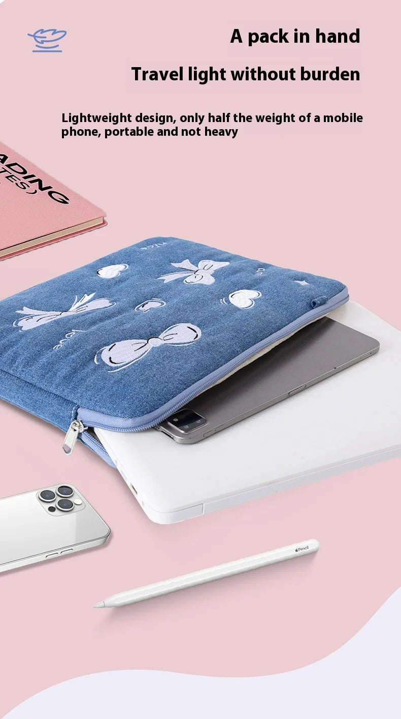 Laptophülle – Denim-Schleifendesign – 13-16 Zoll