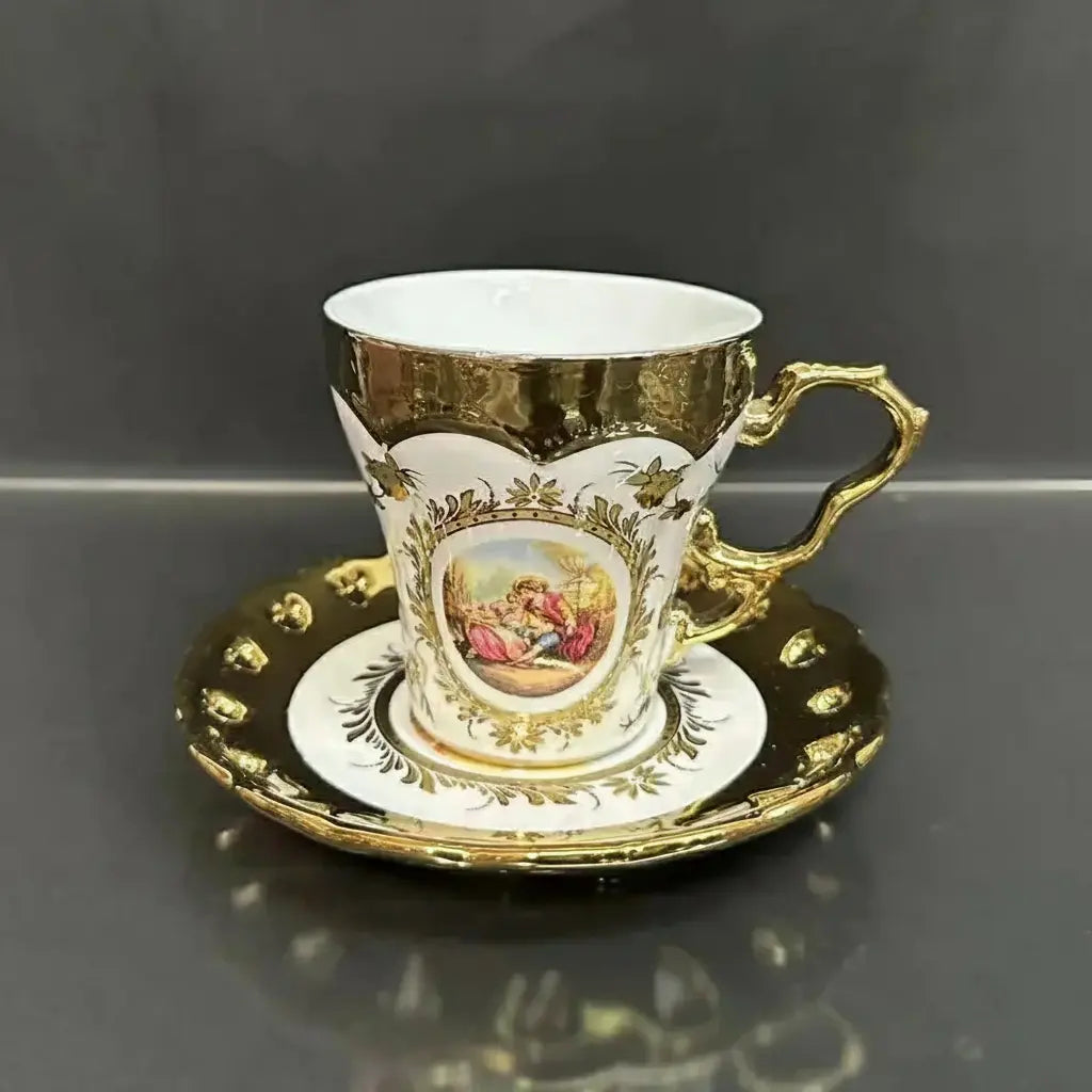 Europäisches Teeservice – Goldplattiertes Porzellan – Luxusdesign