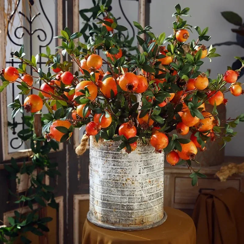 Künstlicher Granatapfel – Seide & Plastik – 80 cm Tischdeko