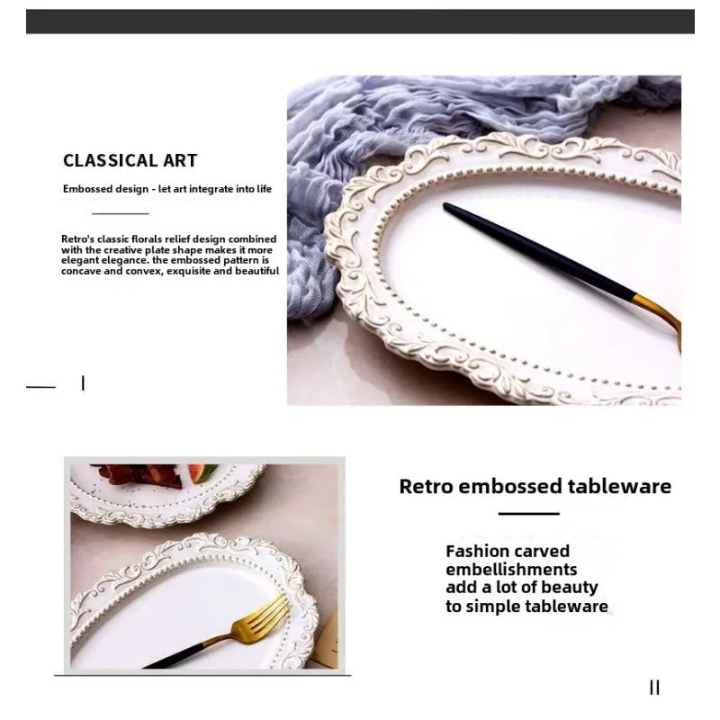 Keramik Westliche Küche Teller – Französisches Retro Relief – Versch. Grössen