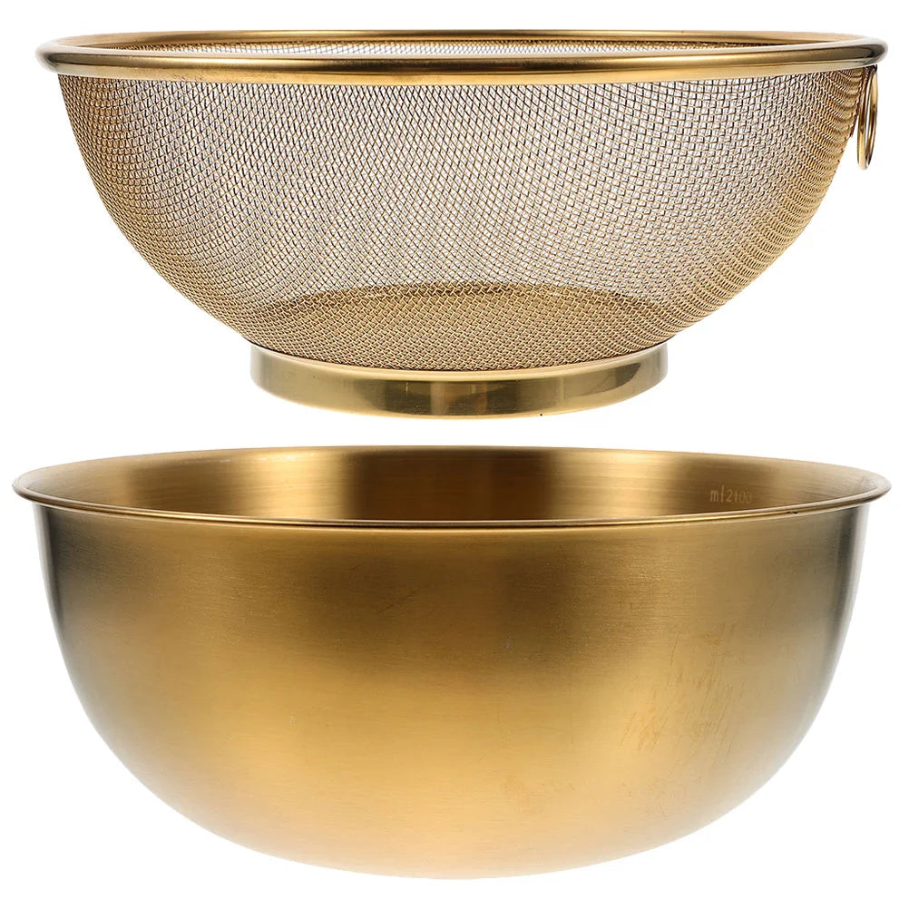 Edelstahl-Sieb – Goldenes Design – 18X18X9CM