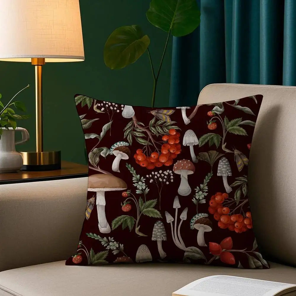 Kissenbezug Eichhörnchen Pilz - Plüsch Polyester - Beidseitig 45x45cm