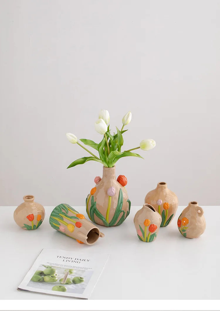 Keramikvase – Chinesisches Retro-Design – Handbemalt