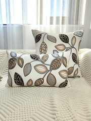 Blattbestickter Kissenbezug – Leinwanddesign – 50cm