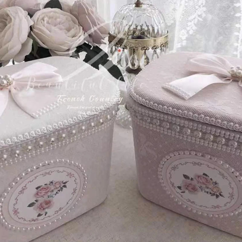 Samt Aufbewahrungsbox – Retro-Design – Perlenbesatz