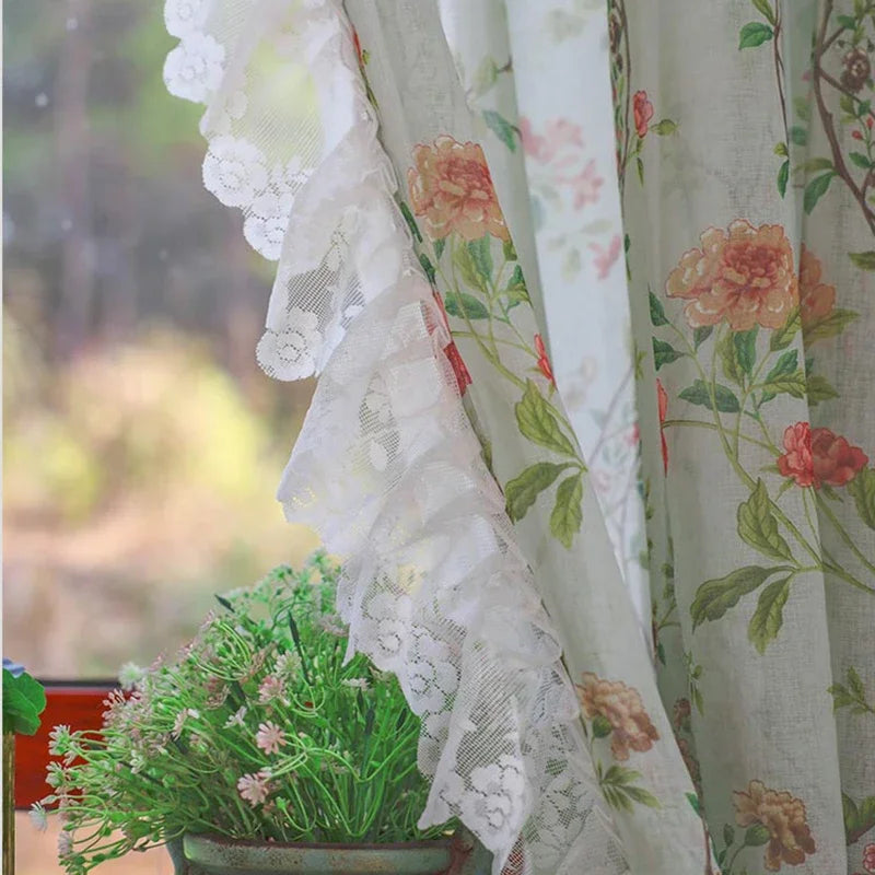 Florale Vorhänge – Vintage-Spitze – W200 x H140 CM