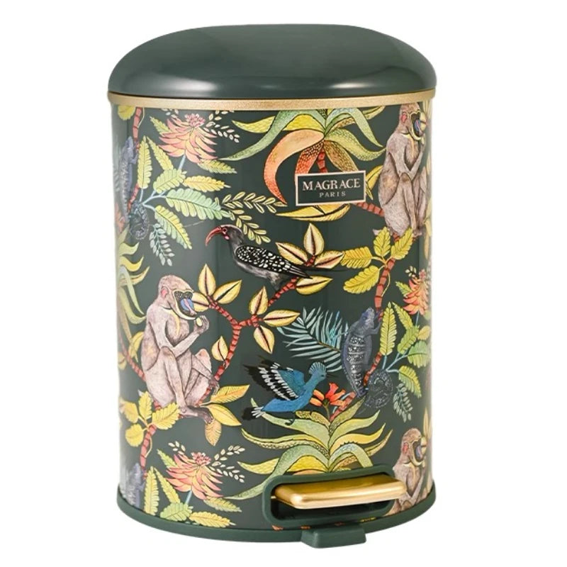 Vintage Mülleimer aus ABS-Kunststoff, 8L, zylindrisch mit Pedal für Küche