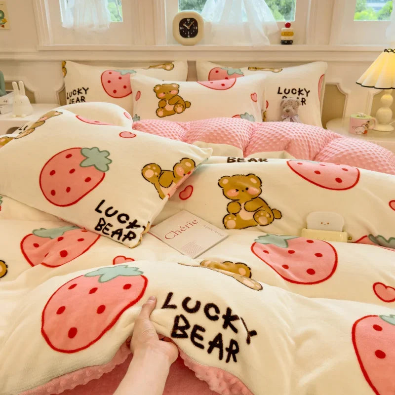 Velours-Bettbezug – Japan Stil Uni