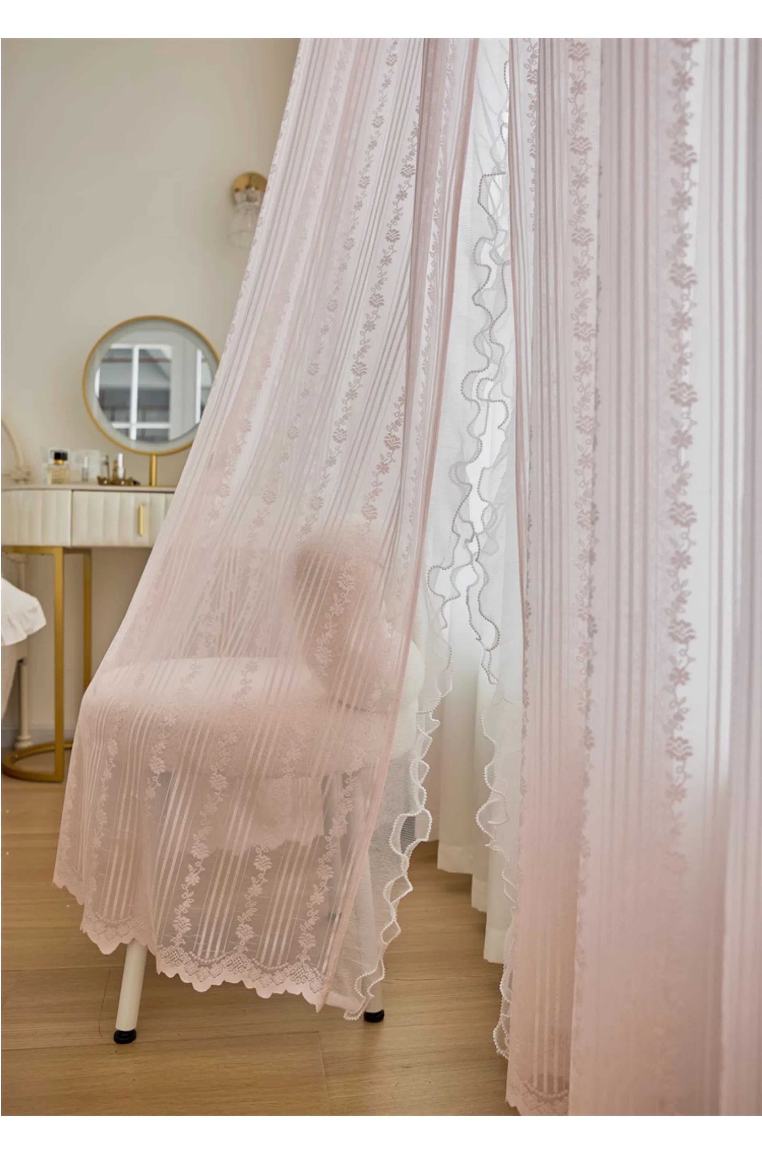 Transparente Prinzessinnen-Vorhänge – Jacquard-Design – Luxus-Wohnzimmer