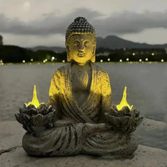 Buddha Laterne – Lotus aus Harz – Für Garten & Haus