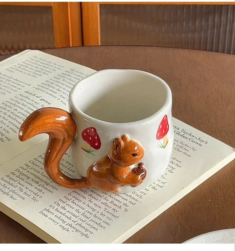Porzellan-Teetasse & Untertasse - Eichhörnchen-Design - 350ml