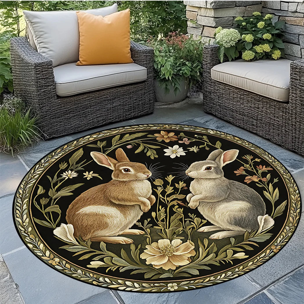Runder Teppich – Retro-Blumendesign – 120x120cm