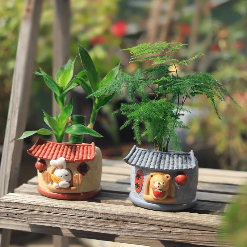 Pflanzgefäss - Cartoon-Design aus Resin - Schreibtisch-Deko