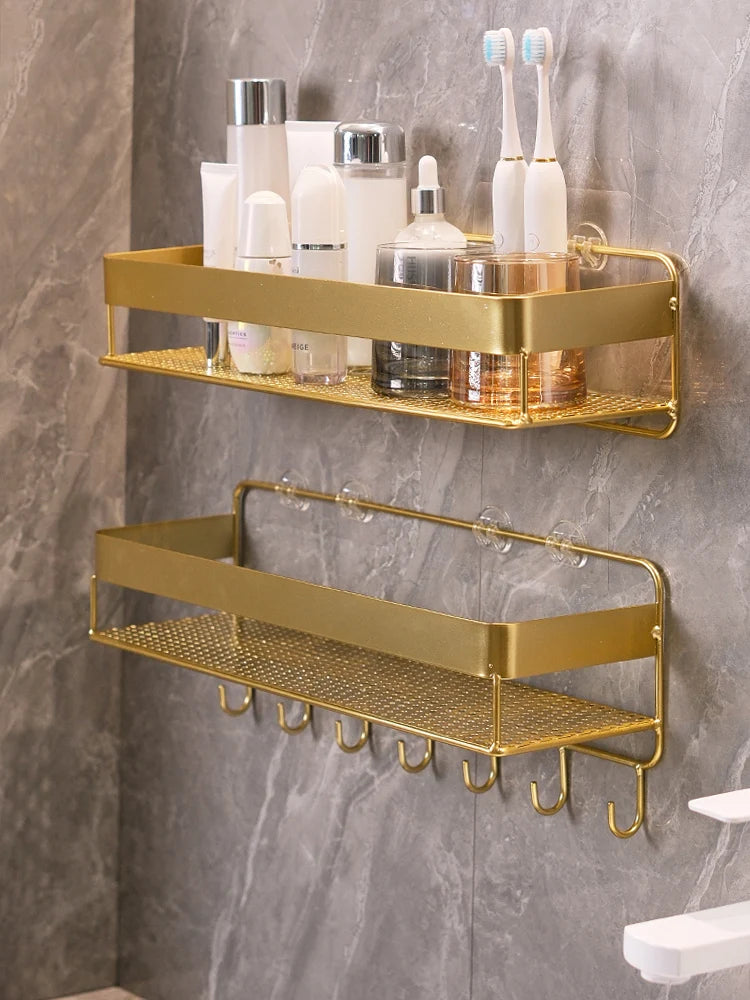 Goldenes Badezimmerregal – Eisen Wandmontage – 42cm