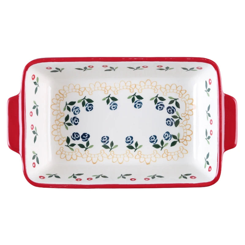 Keramik Backform – Doppelgriff Pflanzenmuster