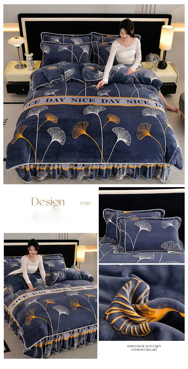 Luxus Fleece Bettwäsche in Champagner Pink, Queen-Grösse 200x230cm