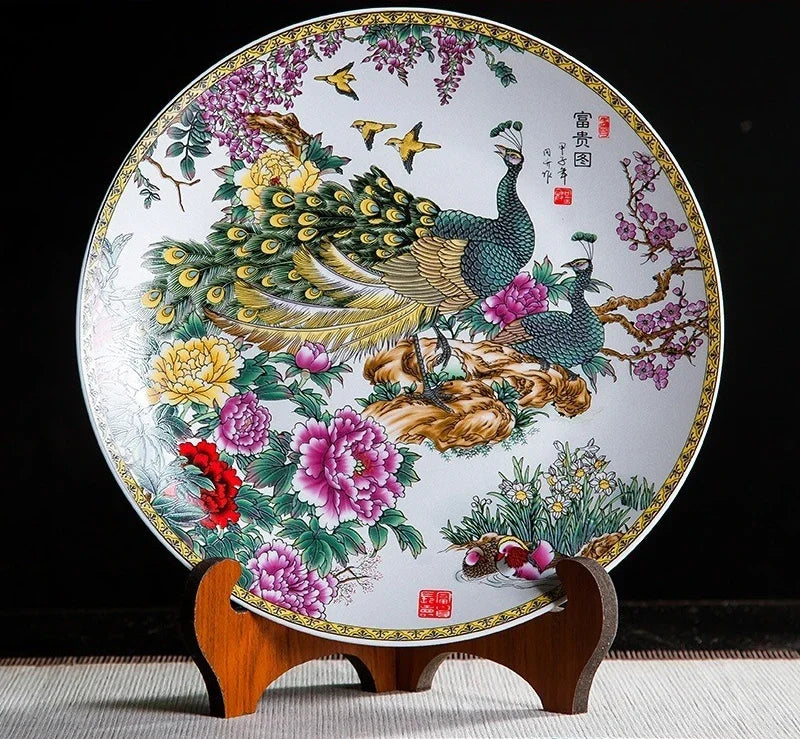 Keramikdeko-Teller in Weiss, Boho-Stil, Grösse 26cm Stativ