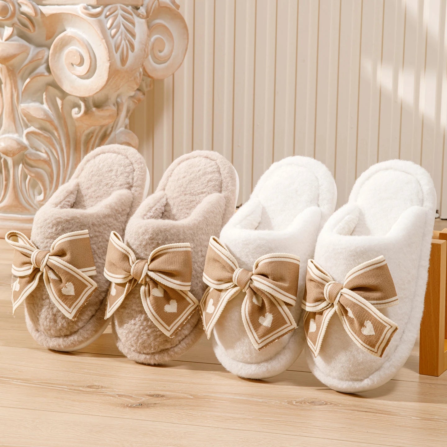Damen Baumwoll Hausschuhe – Plüsch Komfort – Winter Innen