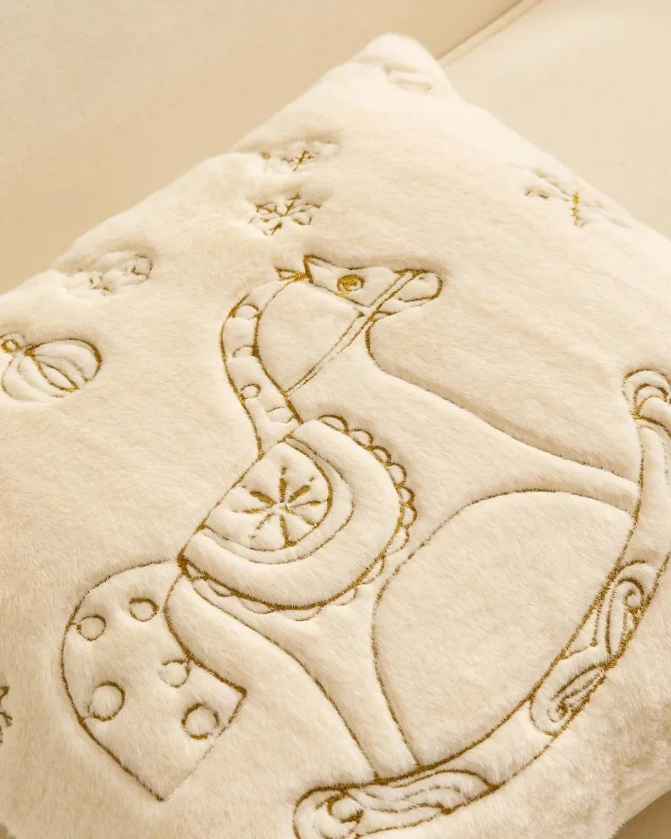 Weihnachtskissenbezug – Plüsch Bestickt – Wohndekor