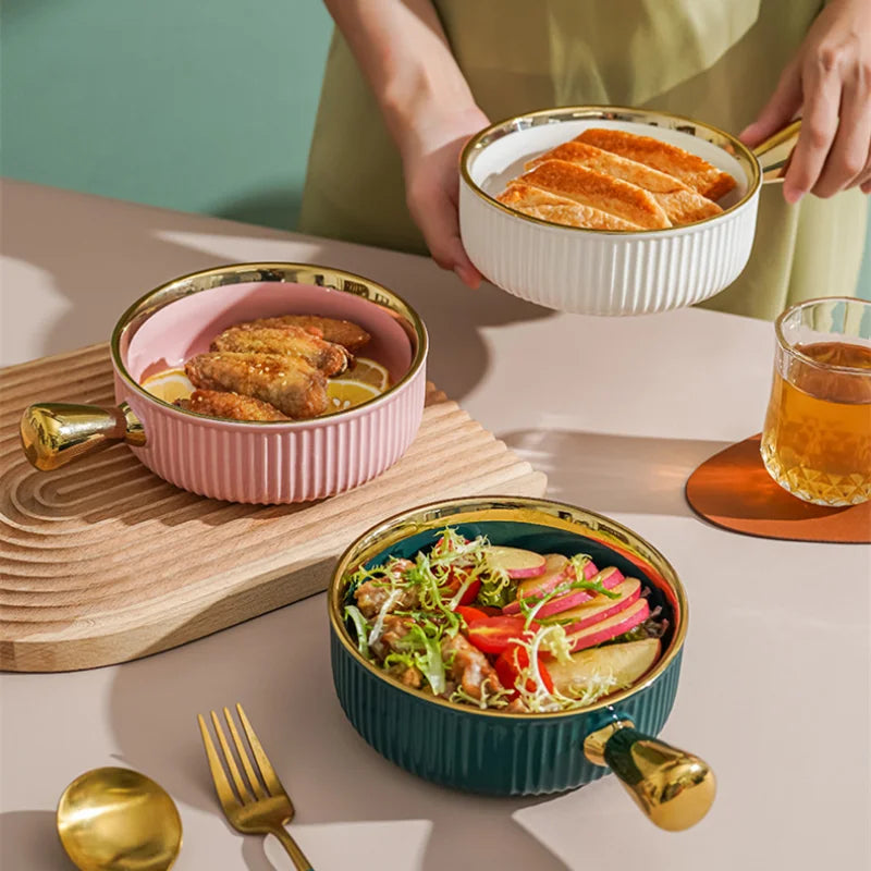 Keramikschale – Modernes Bone China mit Goldrand