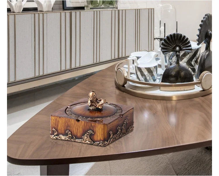 Chinesischer Harzaschenbecher mit Deckel im Wohnzimmerstil