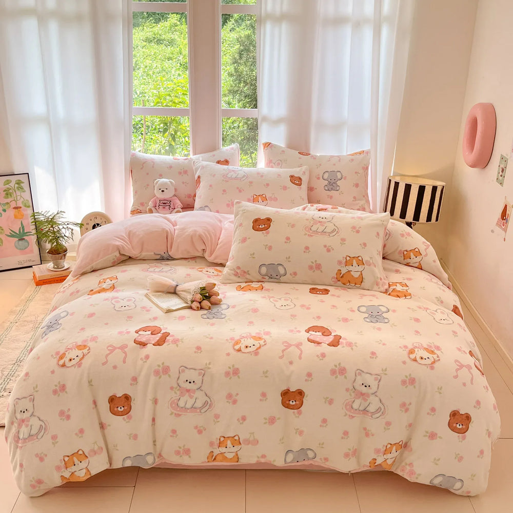 mehrfarbiger Fleece-Bettbezug aus Polyester im modernen Stil, Grösse 200x230 cm