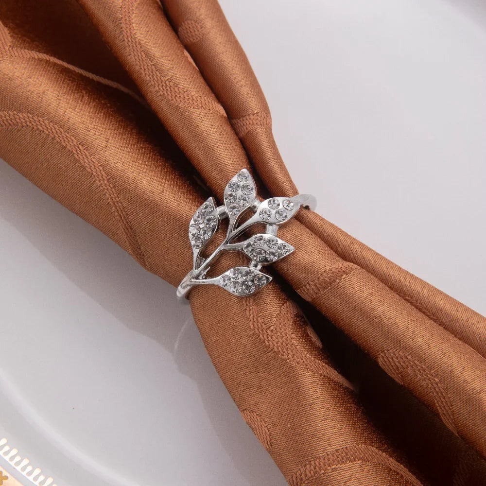 Serviettenringe – Elegantes Blatt-Design – Metallset