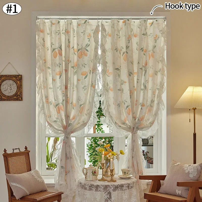 Transparente Spitzengardinen – Antikes Blumenmuster – Verschiedene Grössen
