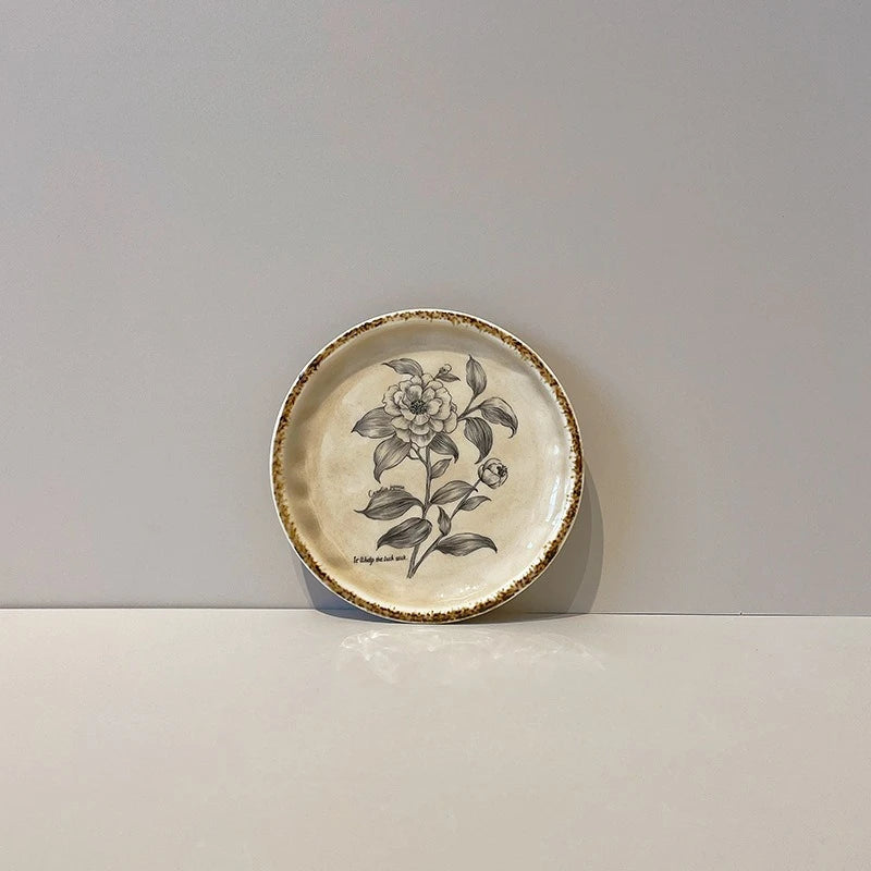 Vintageteller Keramik – Florales Design – 6 Zoll