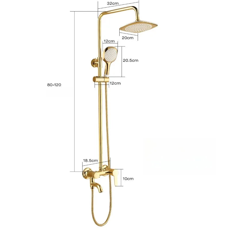 Duschset – Gold Titan Wandmontage