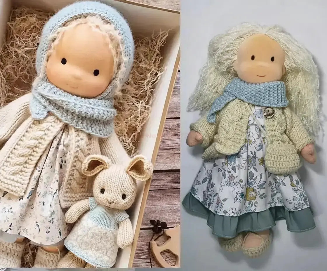 Waldorf Plüschpuppe aus Baumwolle – Fantasie Design mit Box
